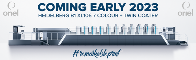 Oriels' brand new Heidelberg 7 Colour B1 plus twin coater printing press